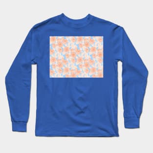 Orange and Blue Romantic Roses Long Sleeve T-Shirt